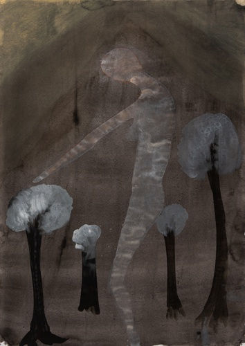 Atul Dodiya Untitled - XIV, 2022 Watercolour on paper 16.25 x 11.5 In