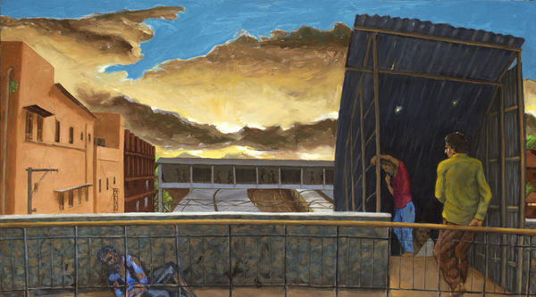 Sudhir Patwardhan Sunset, 2024 Acrylic on canvas 30 x 54 in