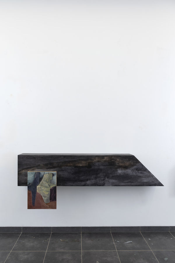 Biraaj Dodiya Vessel I Oil paint and polyester body filler on wood, oil paint on linen