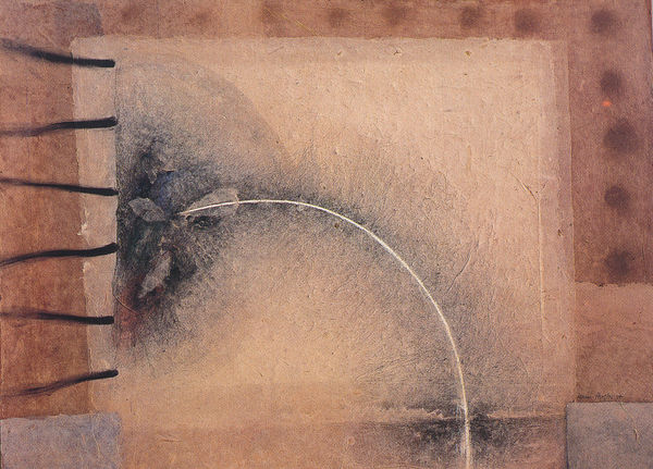 Manu Parekh Untitled X, 1994 Mixed media, Rice paper on canvas board 29 x 39 in