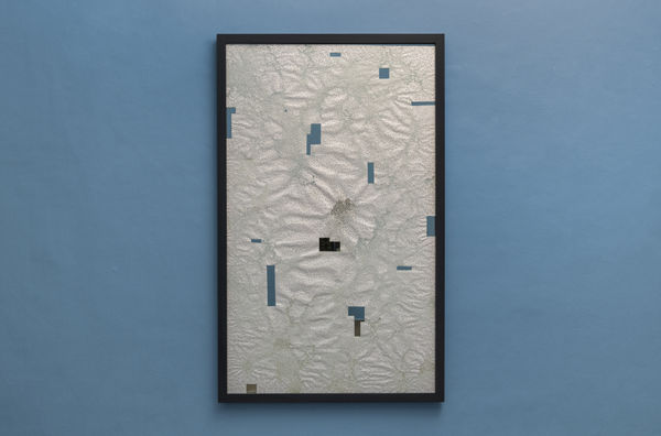 Sachin George Sebastian Impossible Size of Nothingness I, 2015 Burnt paper, mirror, steel frame