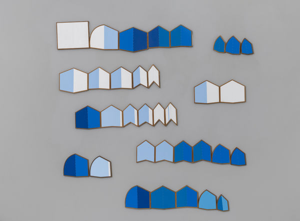 Astha Butail On Going Conversation with the Sky 9, 2024 Acrylic on sateen, thread, MDF