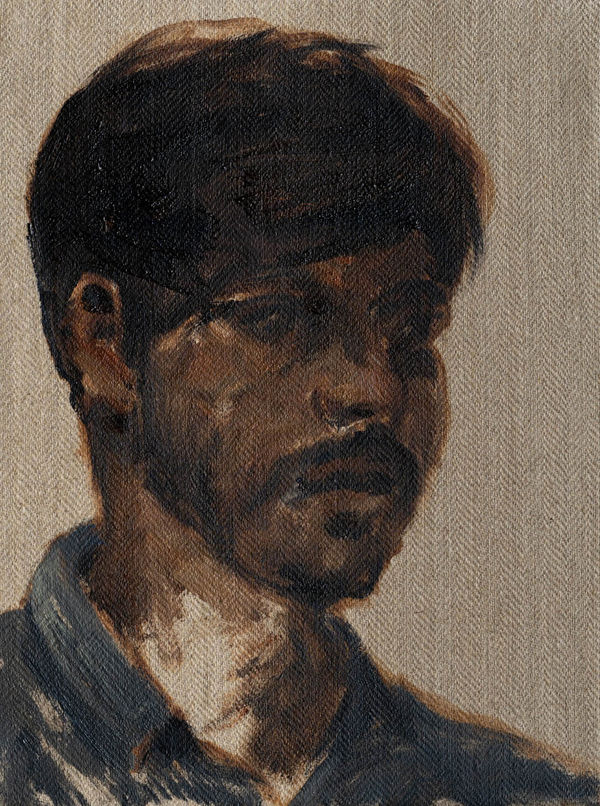 Zaam Arif Study, 2024 Oil on Herringbone linen