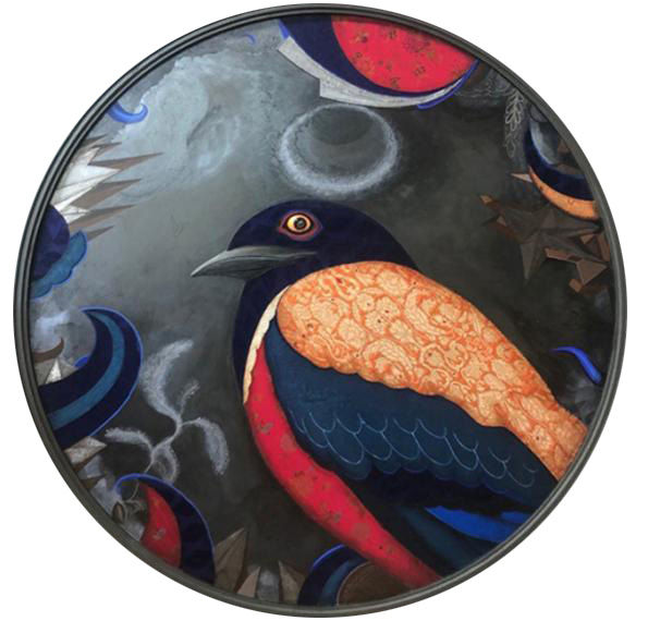 Jagannath Panda Untitled, 2020 Acrylic, fabric, glue on plywood 40 in (Diameter)