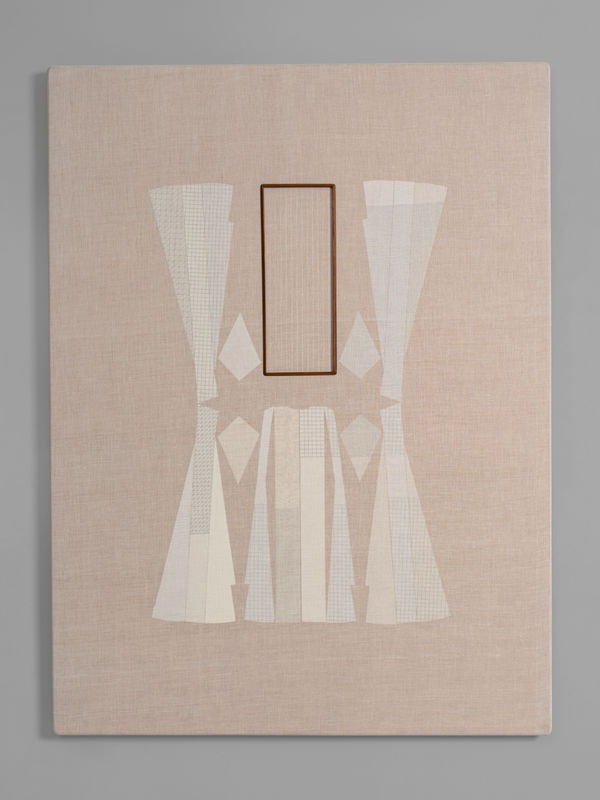 Astha Butail Unborn Series III, 2014 - 2025 Hand-woven muslin, archival ink, MDF, teak wood 48 x 36 in