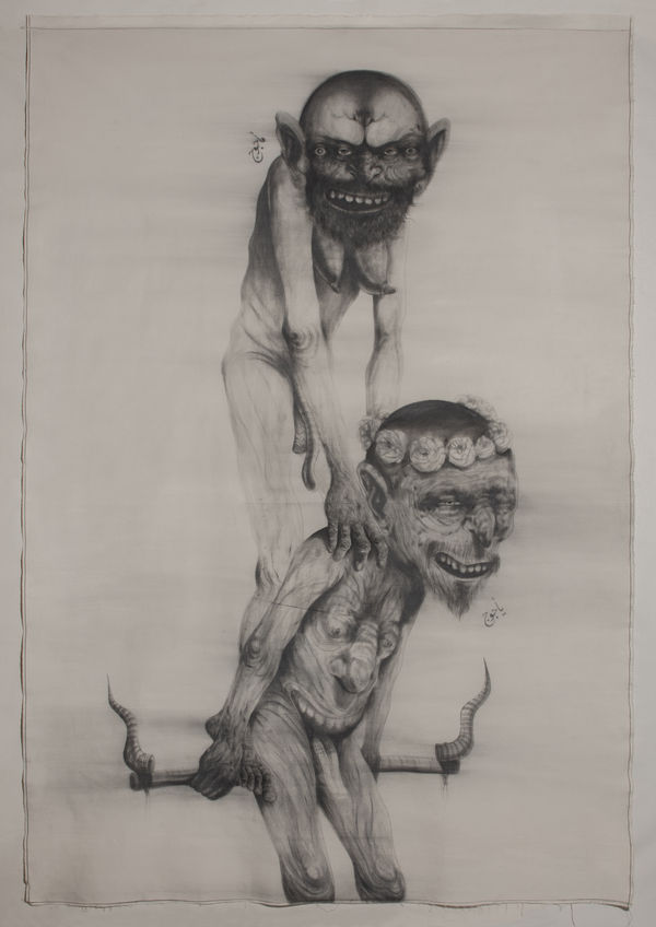 Dhu Al Qarnayn Rescues Gog And Magog 250 X175 Cm Graphite On Cotton