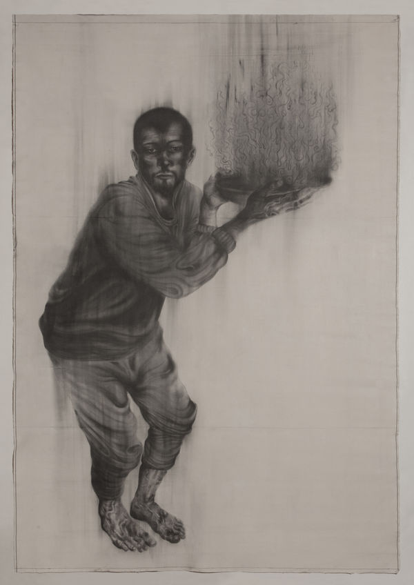 The Cold Livered Carries The Tray Of Fire To The Scene 250 X175Cm Graphite On Cotton