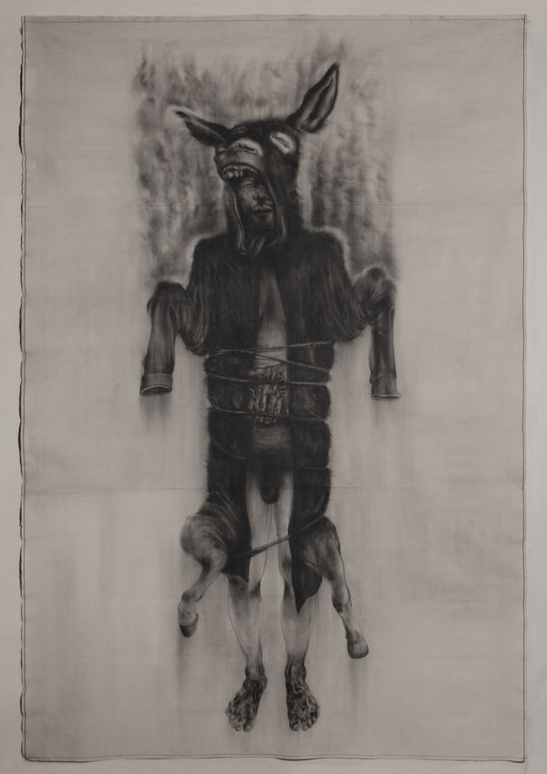 The Dying Moments Of The Murdered Shrouded In Donkey Skin 250 X175 Cm Graphite On Cotton