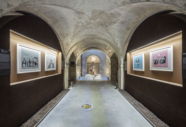 Banksy artworks hanging on wall