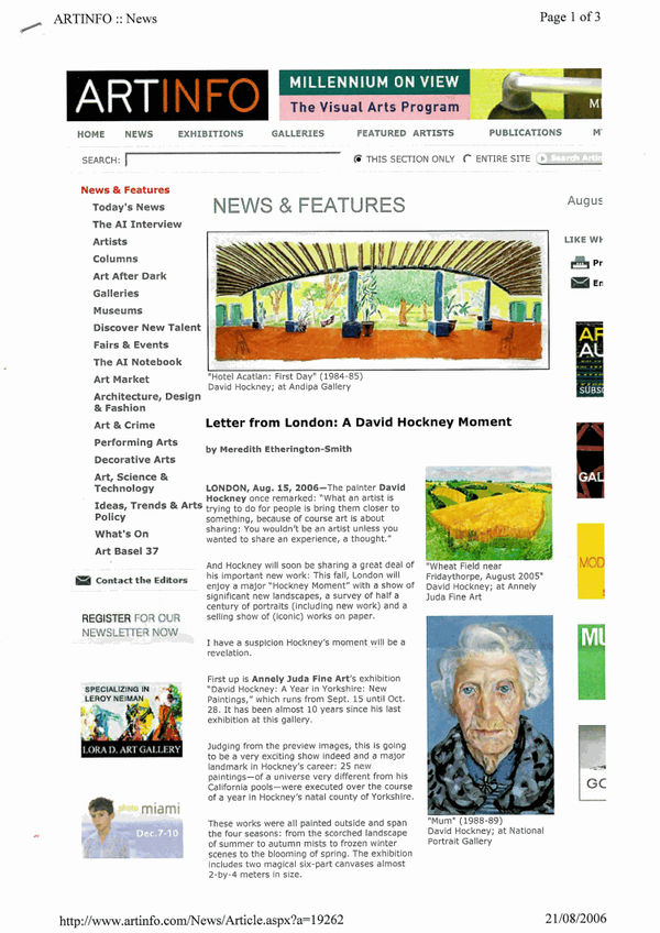 David Hockney Graphics exhibition press clipping