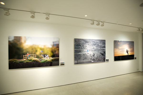 Slinkachu prints hanging in exhibition at andipa gallery.