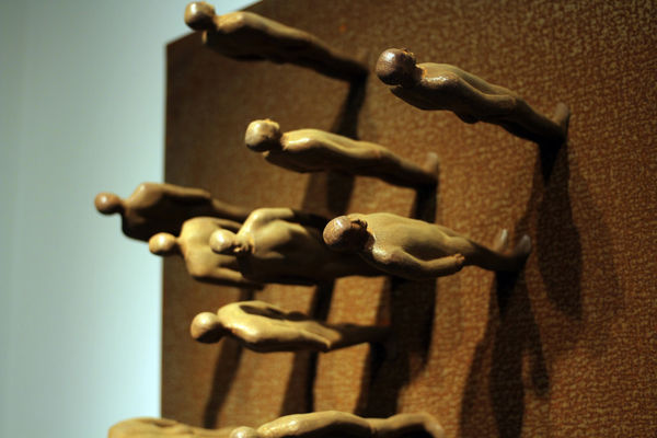 Peter Burke Sculpture hanging in Andipa Gallery