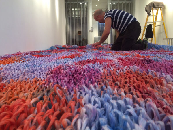 Giorgio Bevignani I am ready to live knitted sculpture at Andipa Gallery