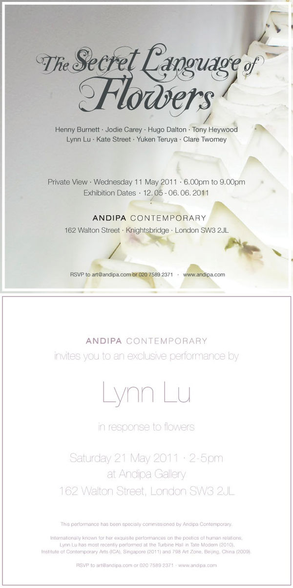 Secret Language of Flowers exhibition performance piece invitation