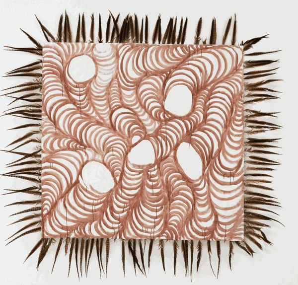 Carlos Villa The Requiem Was Sung Without Words, 1981 Paint and feathers on canvas 96 x 98 inches