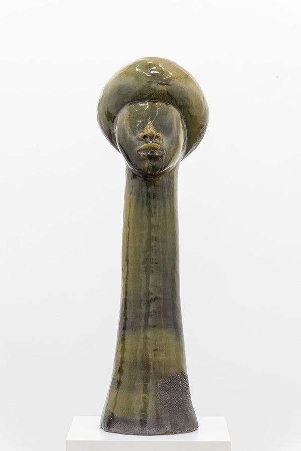 Simone Leigh Stretch (Green), 2020 Noborigama fired stoneware 32 7/8 x 8 1/4 x 10 3/8 inches