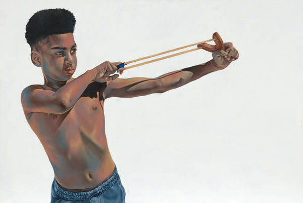 Robert Peterson Slaying Giants. Protest 2020., 2020 Oil on canvas 50 x 74 inches