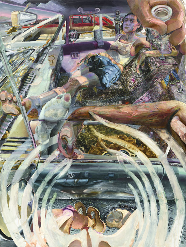 Danica Lundy Ferry ride, 2021 Oil on canvas 96 x 72 1/4 inches