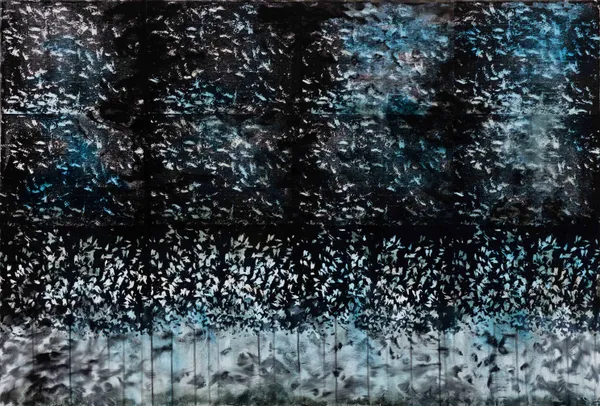 Large Colony Collapses Screenprint 2023 Acrylic Ink And Oil On Canvas 100 X 150 Cm