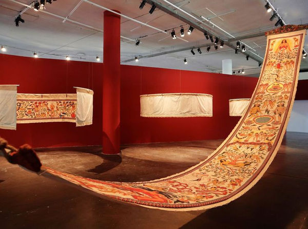 Citra Sasmita, Timur MerahProject IX: Beyond the Realm of Senses (Allegory of the Archipelago) (2023). Exhibition view: Choreographies of the Impossible, 35th São Paulo Biennale (6 September–10 December 2023). Photo: Levi Fanan/ Fundação Bienal de São Paulo.