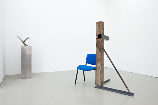 OSCAR TUAZON "Steel, Pressure-treated Wood, Oak Post. Office Chair, Induction Stovetop, Aluminum, 2011"