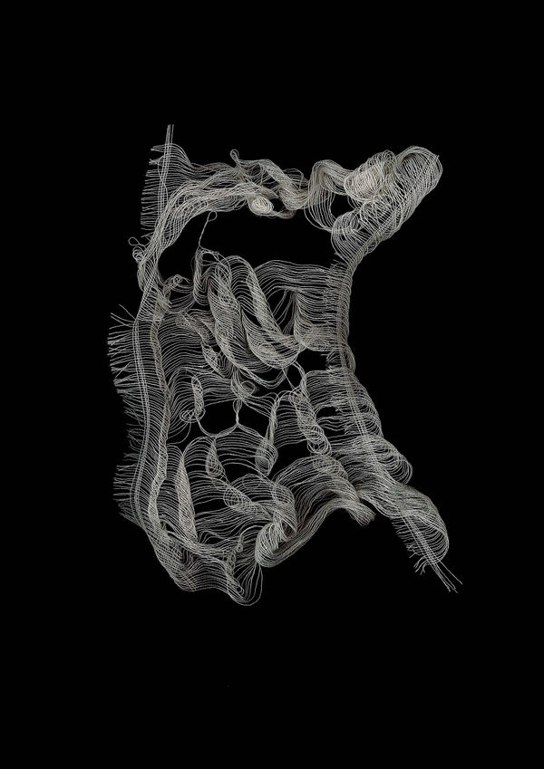 Suzanna James Openness to the Unknown, 2021 Muslin, thread pulling, photography 420 x 594 mm