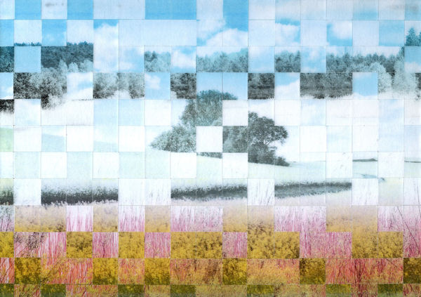 Samin Ahmadzadeh Fields of Pink and Green, 2018 Handwoven Photographs on Birch Ply, Varnished 24.7 x 17.4 x 3 cm