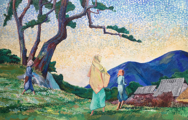 Joss Nelson During the Late Summer, Three-Hundred Miles from Rangun, 2021 Oil on wood 89 x 139 cm