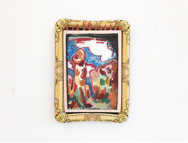 Yves Leather Spider Rock in Arizona, 2022 Oil painting on board in inflatable frame, oil paint, plasticine, metal 87 x 57 cm