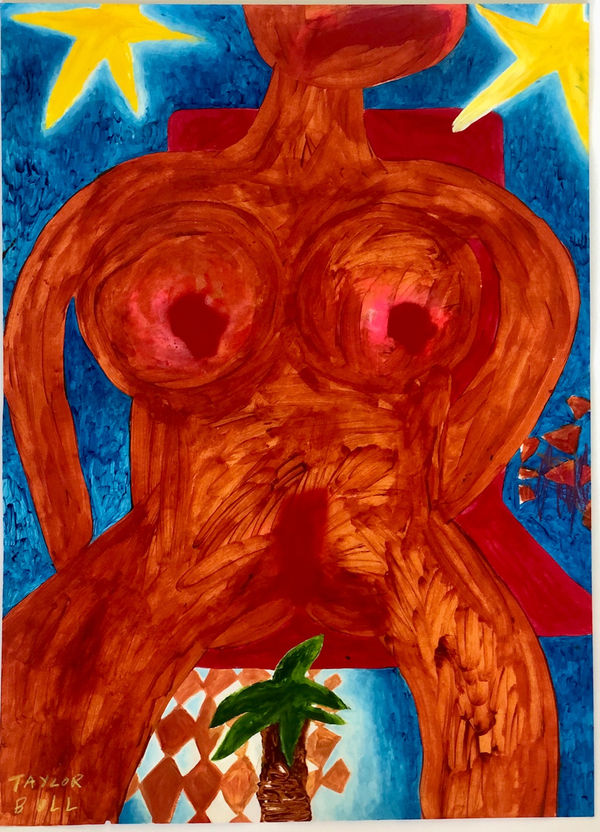 Taylor Honey Alabama Hiraani Bull Sylvia’s Palm Tree, 2023 Acrylic on Paper 70 x 50 x 3 cm