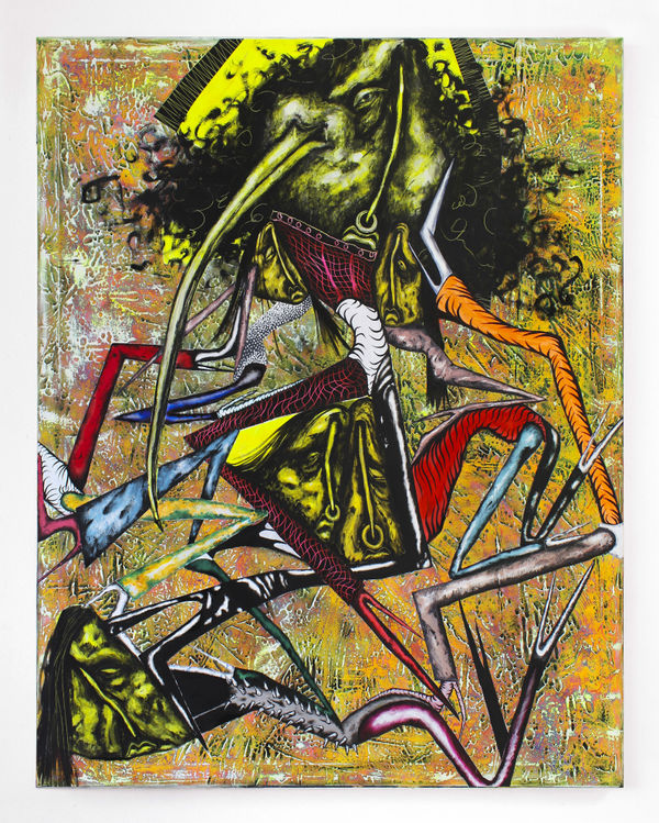 Thank God For The Chat 2018 Oil Acrylic And Total Cast Resin On Canvas 190 X 150 Cm