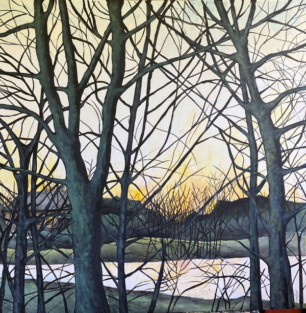 Sunset through the trees by Rosie Playfair