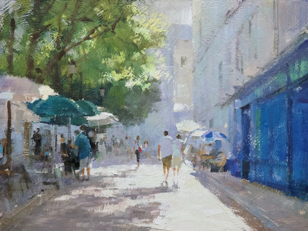 Summer Sun, Place du Tertre, Paris oil on board 9 inches x 12 inches