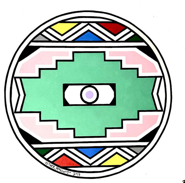 Esther Mahlangu, Abstract (round), 2016