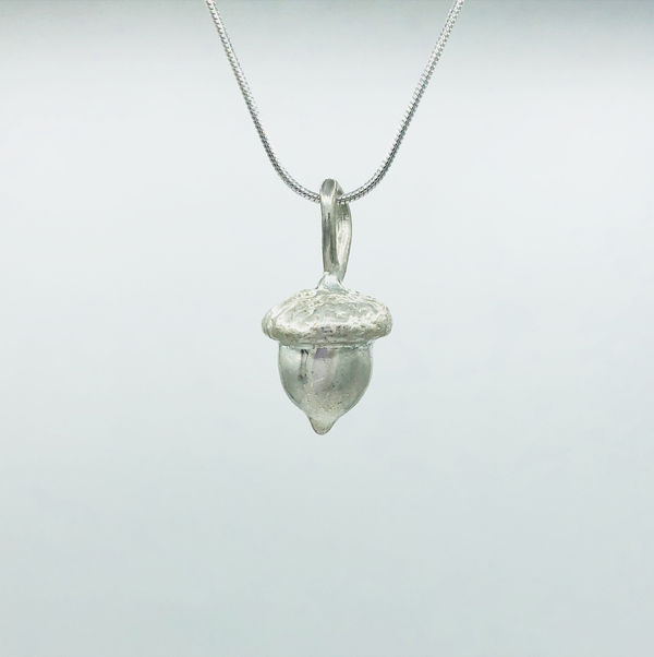 Silver Acorn, Handmade Sterling Silver Acorn Pendant by artist Goody-B. Wiseman