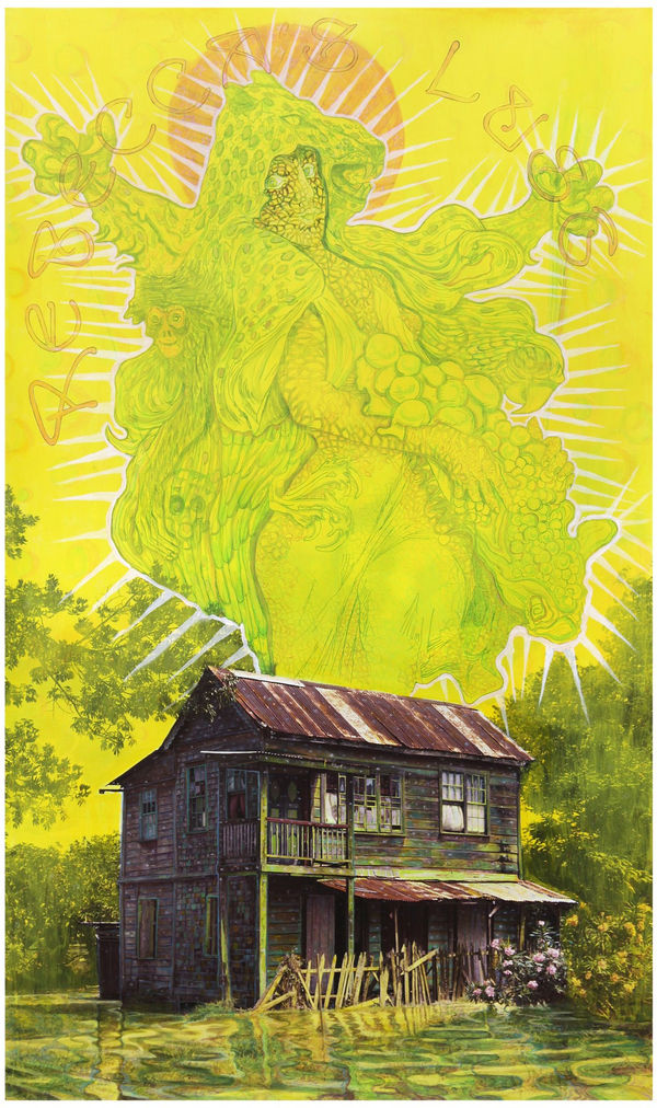 Hew Locke, Rebecca's Lust, 2013, Acrylic on chromogenic print, 213 x 126.5 cm, 83 7/8 x 49 3/4 in, Framed: 227 x 141 x 6.3 cm, 89 3/8 x 55 1/2 x 2 1/2 in