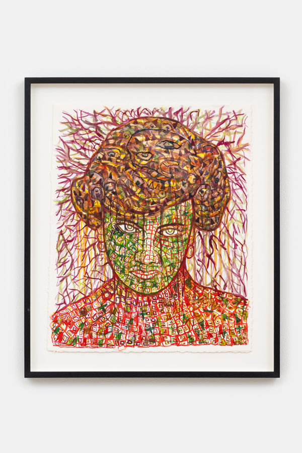 Hew Locke Red Princess 2005 Watercolour On Paper 50 8 X 43 2 Cm 20 X 17 1 8 In Framed 63 3 X 54 X 3 8 Cm 24 7 8 X 21 1 4 X 1 1 2 In H Loc0452 Photo By Damian Griffiths