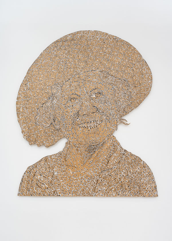 Hew Locke Smile 2003 Cardboard Acrylic Permanent Pigment Marker Pen And Graphite 225 X 165 Cm 88 5 8 X 65 In H Loc0528 Photo By Damian Griffiths