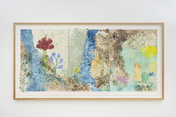 Ken Kiff Gt Kk 2 96 A7 Red Flower River Woman Light Version 1992 1996 Oil On Paper Over Monoprint Framed 143 X 279 X 5 Cm 56 1 4 X 109 7 8 X 2 In K Kif0150 Photo By Damian Griffiths