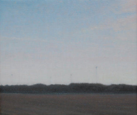 ULRIK MØLLER, FOOTBALL PITCH, 2007, OIL ON CANVAS, 30 x 35 cms, 11.82 x 13.79 inches