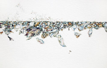 Detail of Jane Wilbraham, Crushed, 2011, watercolour on arches paper, 102 x 152 cm, 40 1/8 x 59 7/8 in