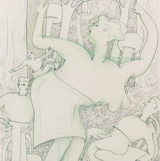 Detail of Gladys Nilsson, A Window #3, 2014