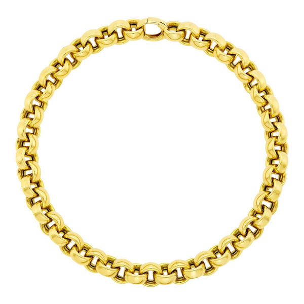 Italian Exquisite 18K Gold Rolo Necklace with 1/2in Links, c. 1980