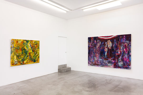 Installation view of Angela Dufresne: 'Angela Dufresne as William E. Jones' Painting Bottom at M+B, January 23 - February 27, 2021