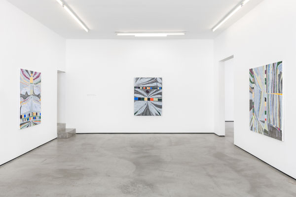 Installation view of Laís Amaral: Cement and Water at M+B, September 2022.