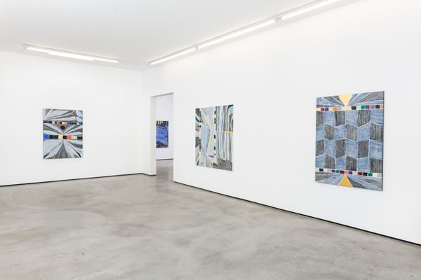 Installation view of Laís Amaral: Cement and Water at M+B, September 2022.