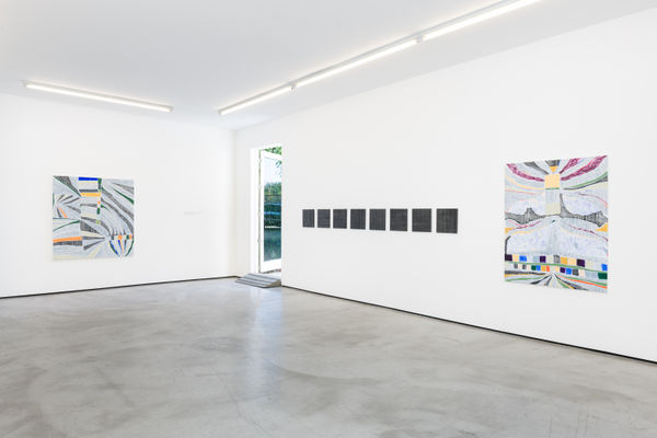 Installation view of Laís Amaral: Cement and Water at M+B, September 2022.