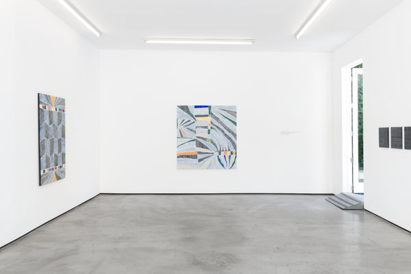 Installation view of Laís Amaral: Cement and Water at M+B, September 2022.