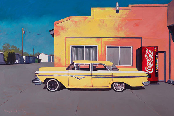 Mary Anne Erickson | Lemon Yellow Cab Co. Seligman, AZ | 2015 | oil on canvas | 24 x 36 in