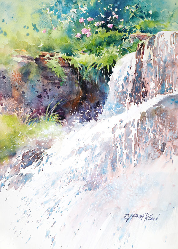 Watercolor Unleashed! Waterfall & Wildflowers